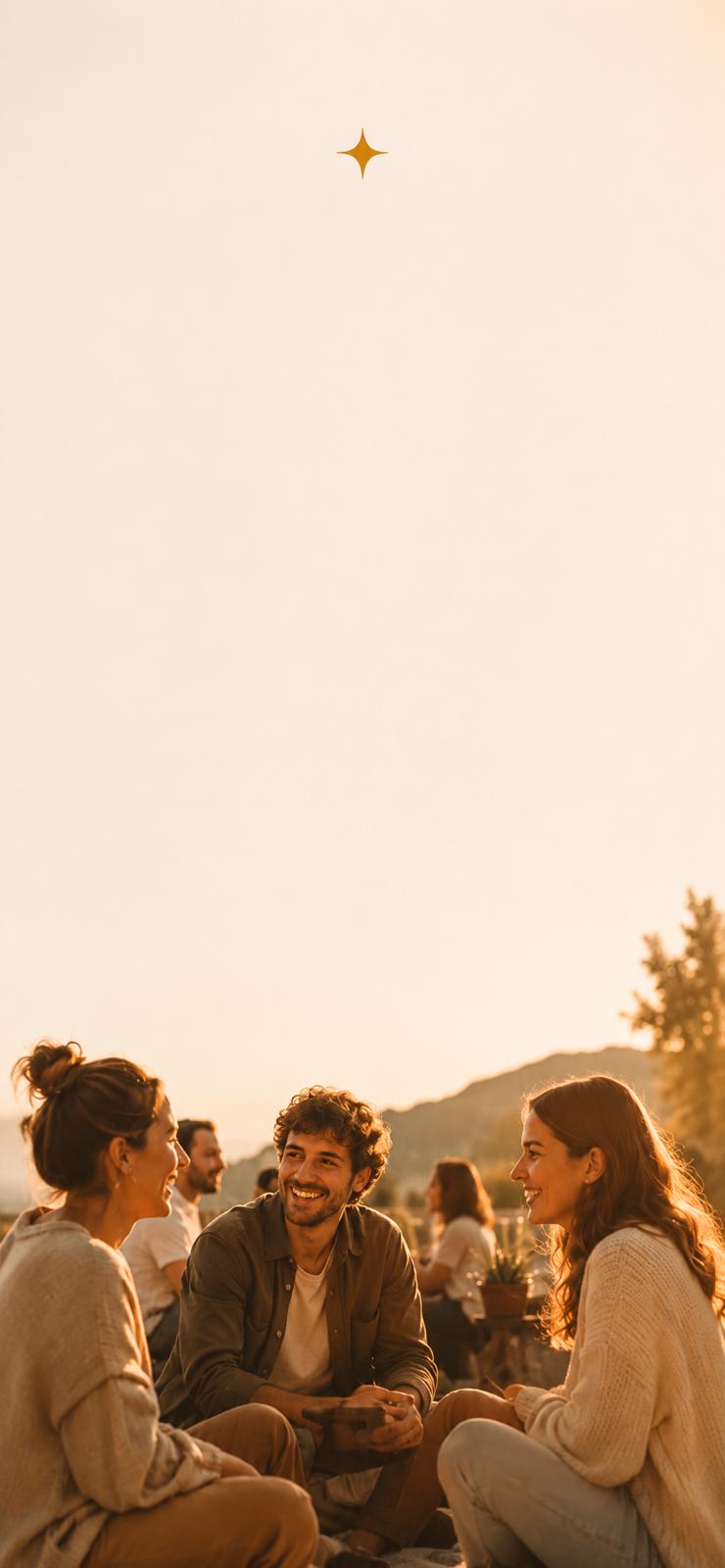 Friends chatting together outdoors